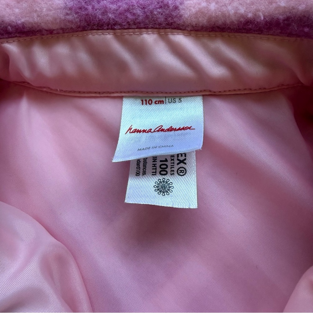 Hanna Andersson Faux Wool Felt Plaid Jacket size 5 in Pink - Picture 3 of 8